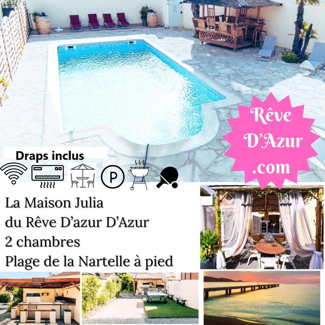 Reve D'Azur, 2 Chambres, Maison Julia En Bord De Mer A La Nartelle, Piscine Partagee, Parking & Terrasse Bbq, Wifi Et Draps Inclus Plage A Pied 圣马克西姆 外观 照片