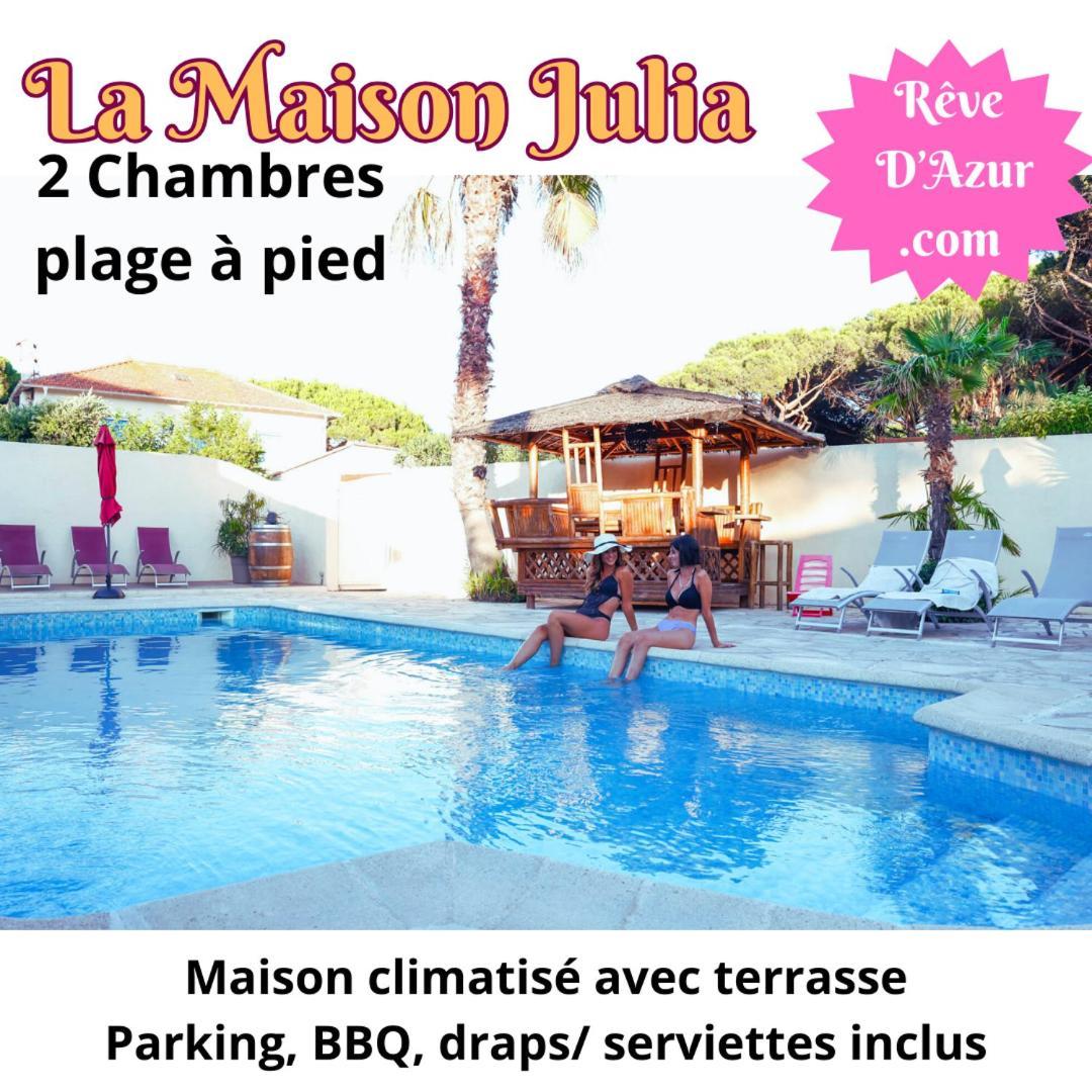 Reve D'Azur, 2 Chambres, Maison Julia En Bord De Mer A La Nartelle, Piscine Partagee, Parking & Terrasse Bbq, Wifi Et Draps Inclus Plage A Pied 圣马克西姆 外观 照片